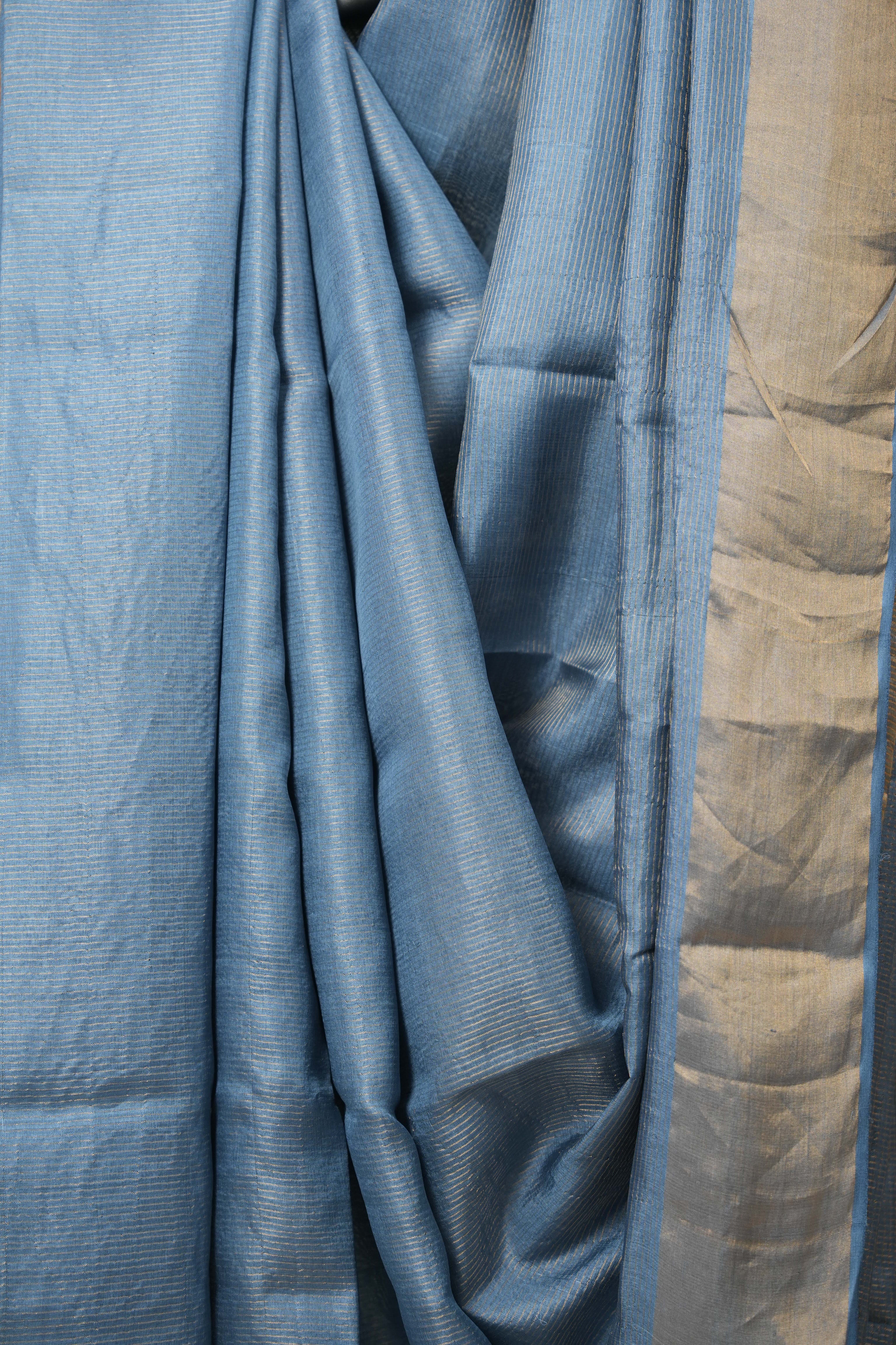 Sky Blue Tussar Silk Saree - SRSBTSS1679