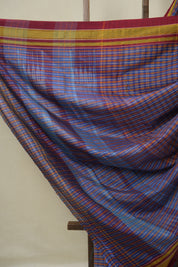 Blue Orange Mixed Cotton Ilkal Saree - SRBOMCIS936