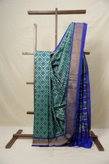 Blue Green Pochampalli Silk Ikat Saree - SRBGPSIS270