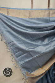 Sky Blue Tussar Silk Saree - SRSBTSS1679