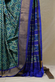 Blue Green Pochampalli Silk Ikat Saree - SRBGPSIS270