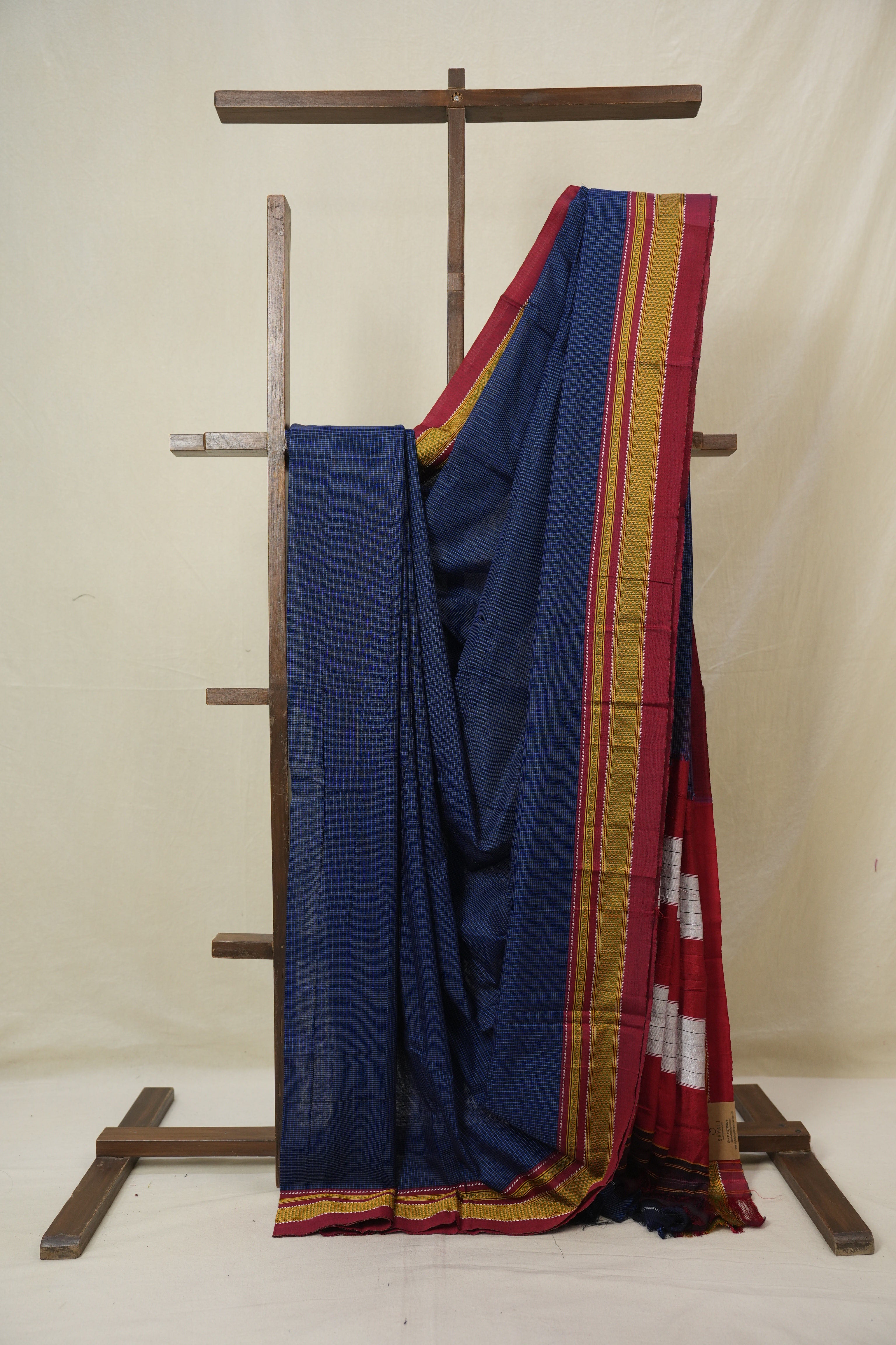Blue Black Mixed Cotton Ilkal Saree - SRBBMCIS939