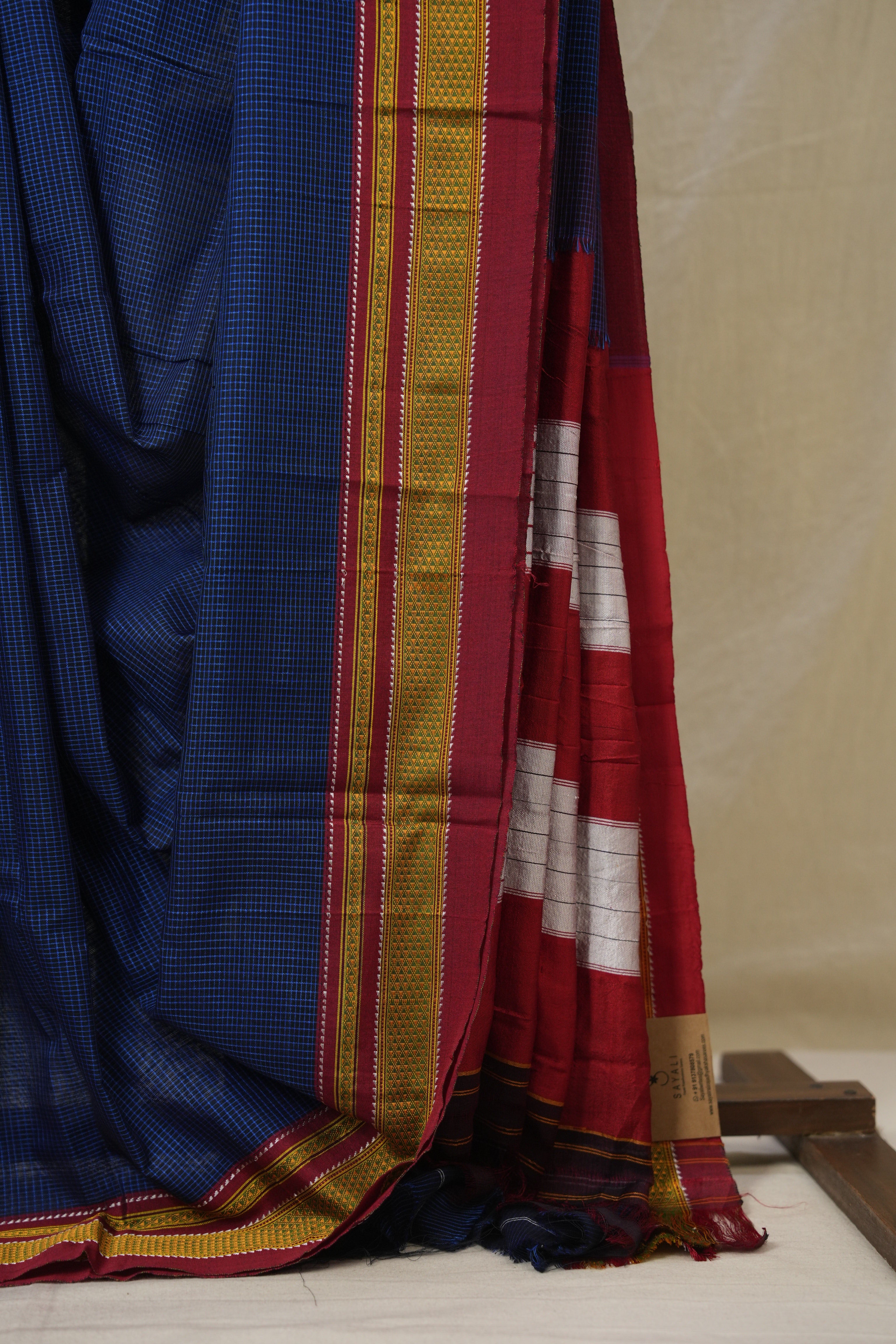 Blue Black Mixed Cotton Ilkal Saree - SRBBMCIS939