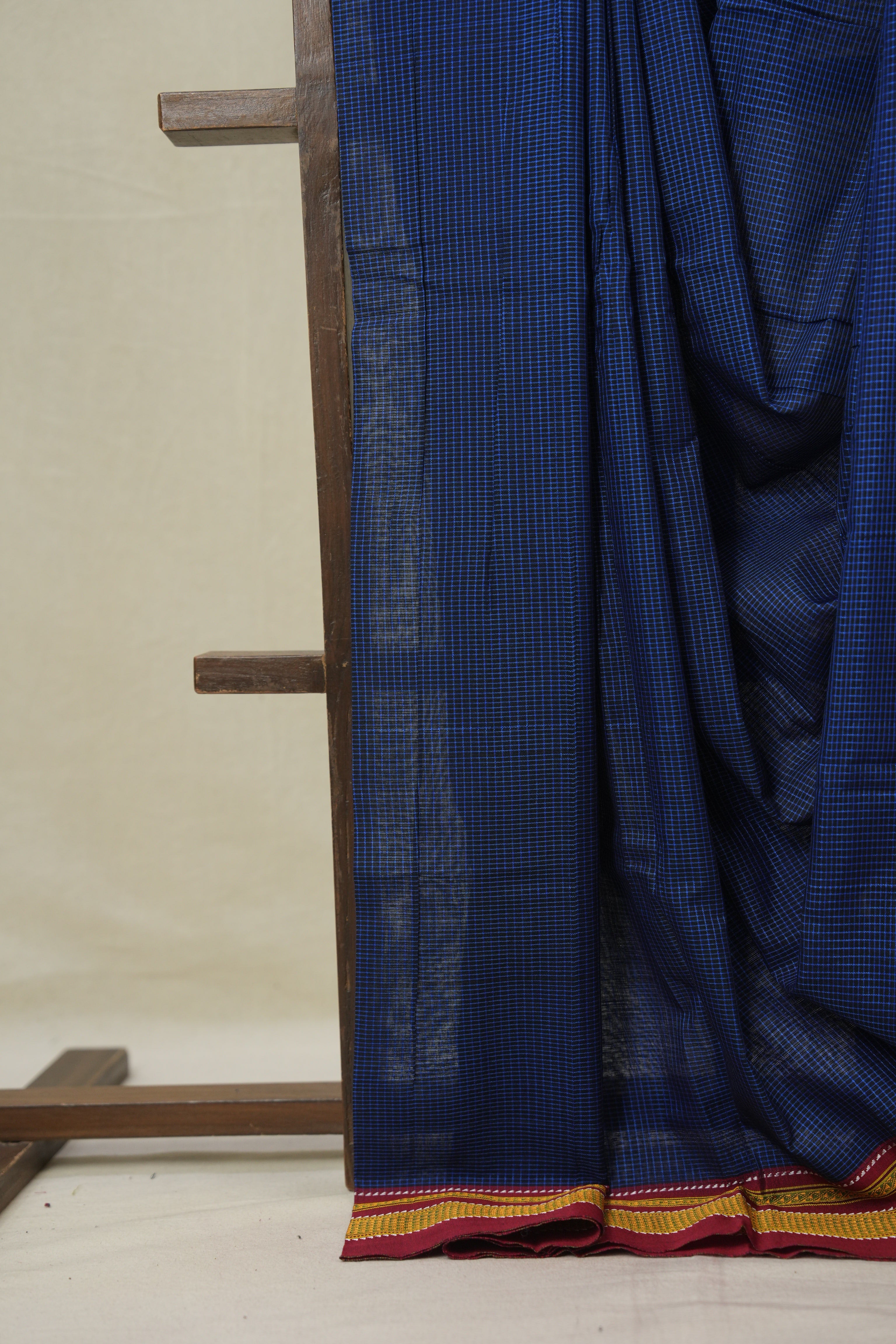 Blue Black Mixed Cotton Ilkal Saree - SRBBMCIS939