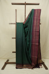 Dark Green Raw Silk Saree - SRDGRSS997