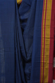 Blue Black Mixed Cotton Ilkal Saree - SRBBMCIS939