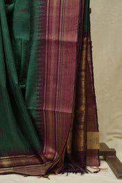 Dark Green Raw Silk Saree - SRDGRSS997