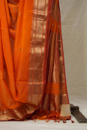 Orange Maheshwari Saree - SROMS1011