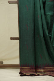 Dark Green Raw Silk Saree - SRDGRSS997