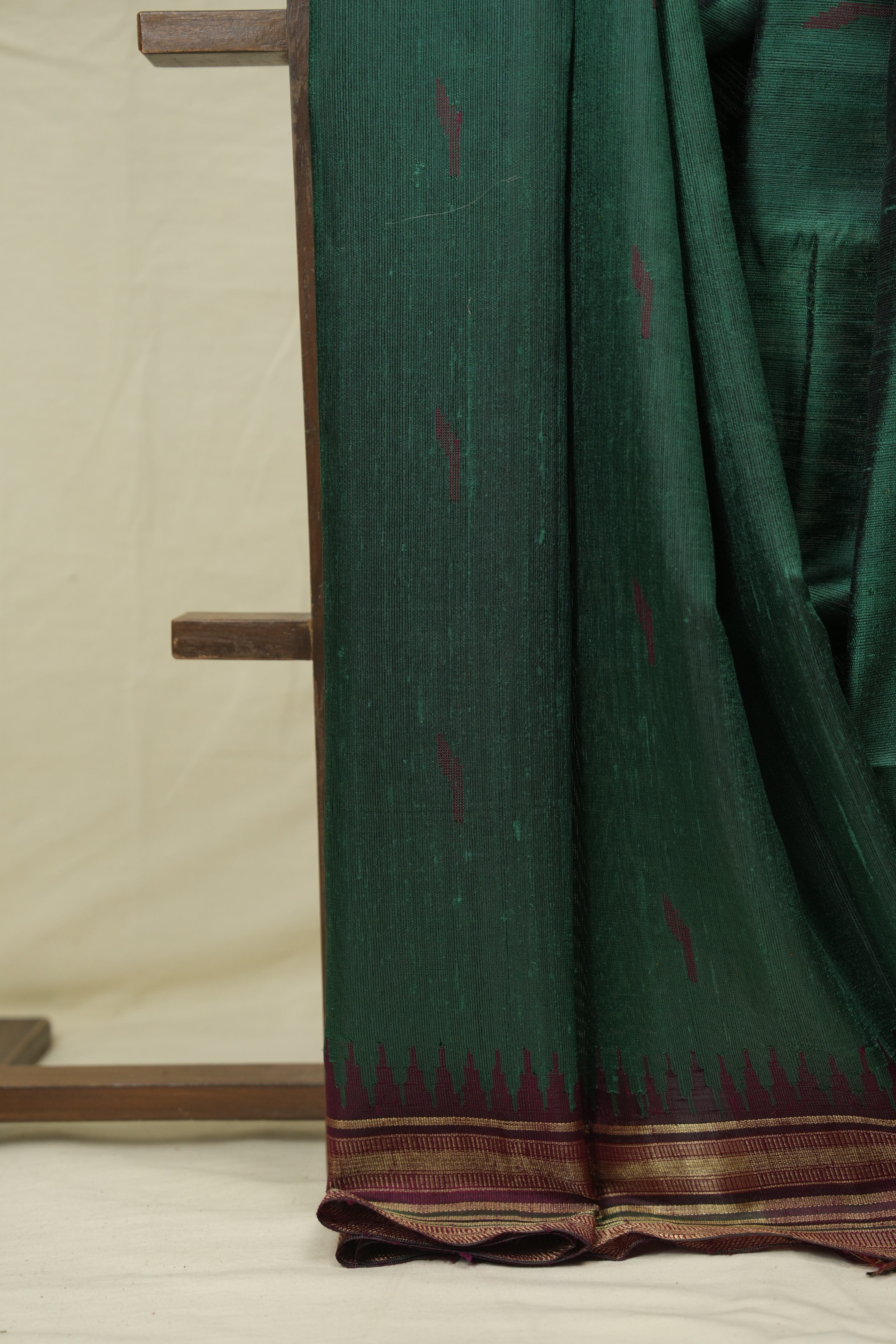 Dark Green Raw Silk Saree - SRDGRSS997