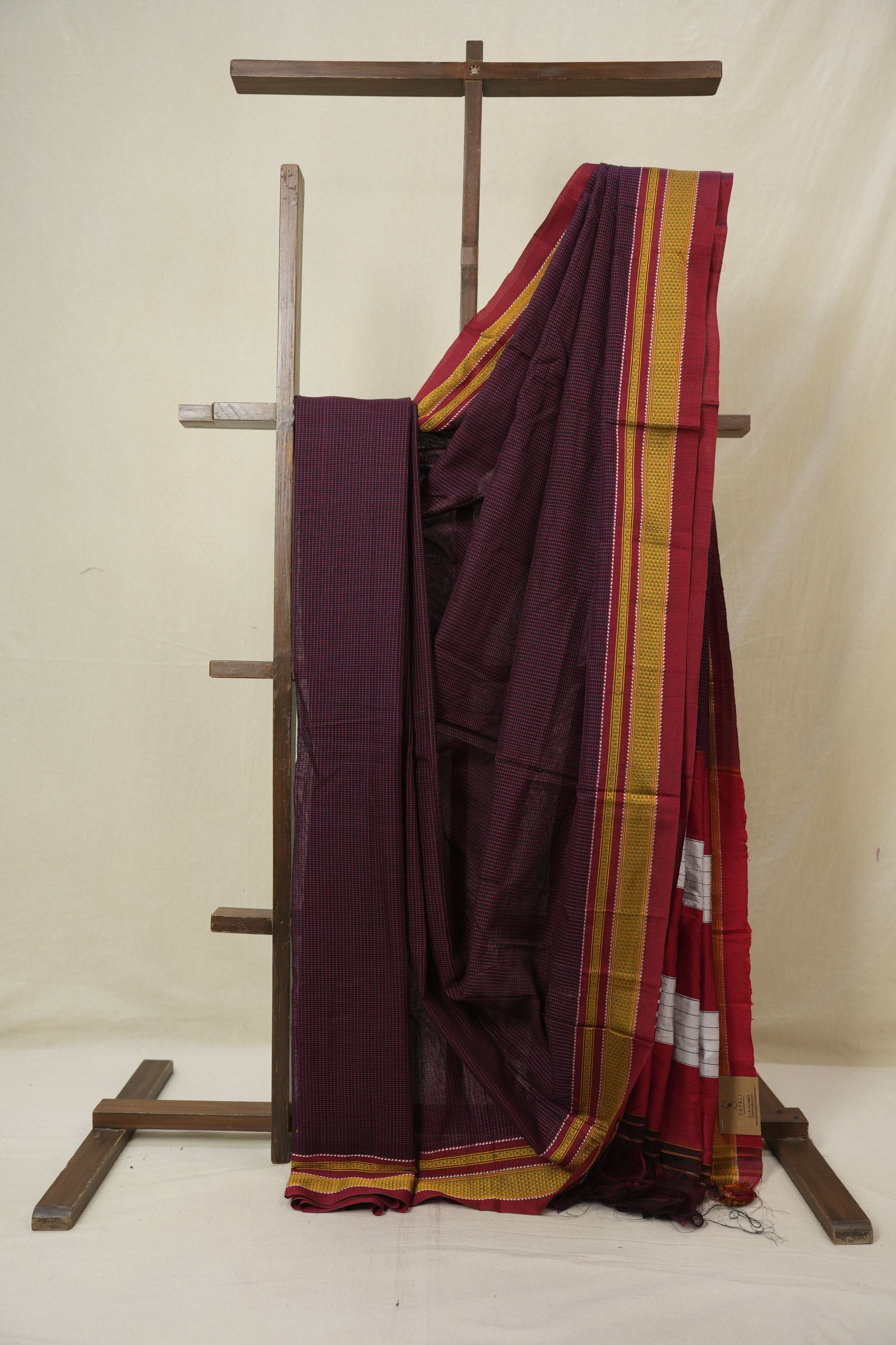 Pink Black Mixed Cotton Ilkal Saree - SRPBMCIS940