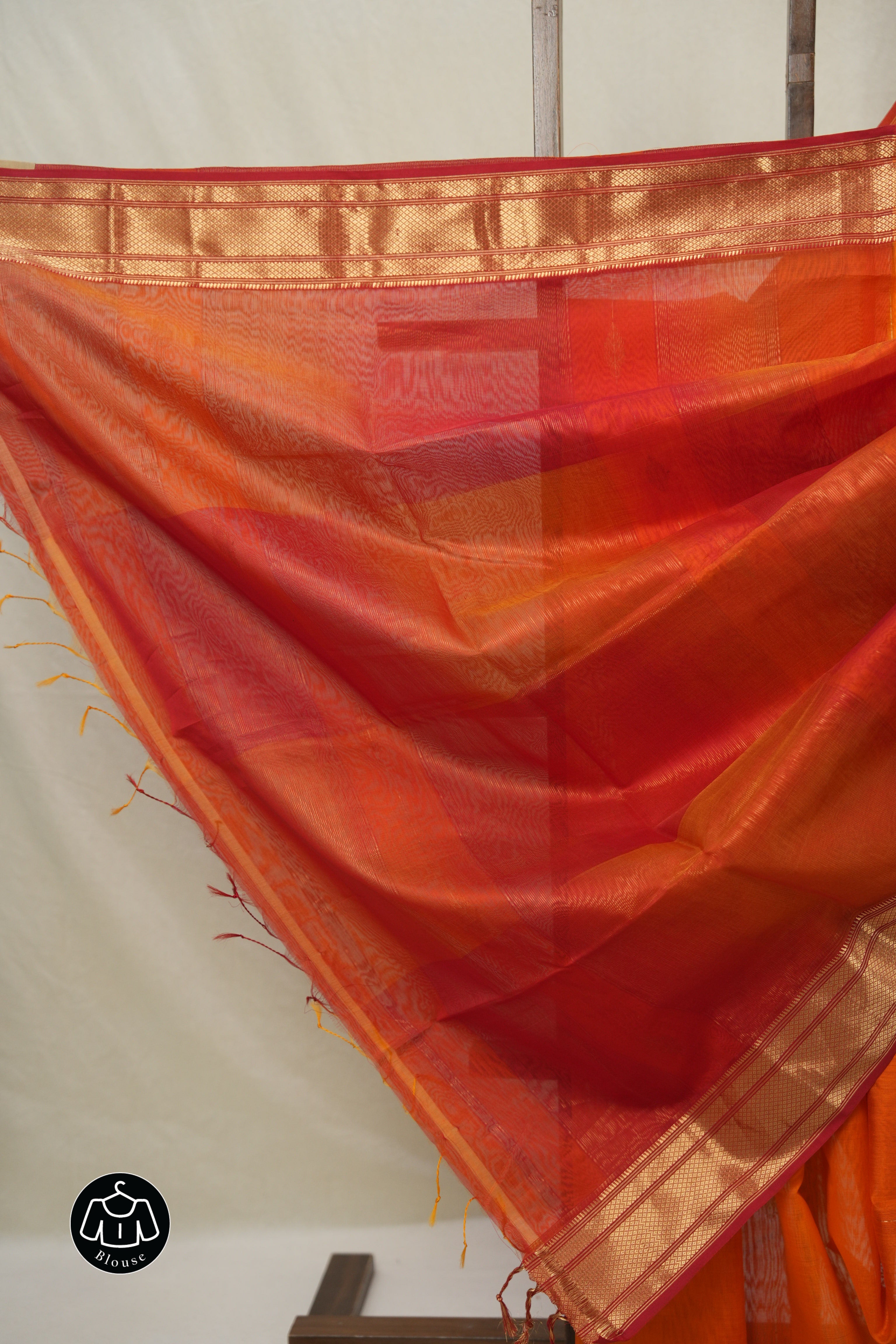 Orange Maheshwari Saree - SROMS1011