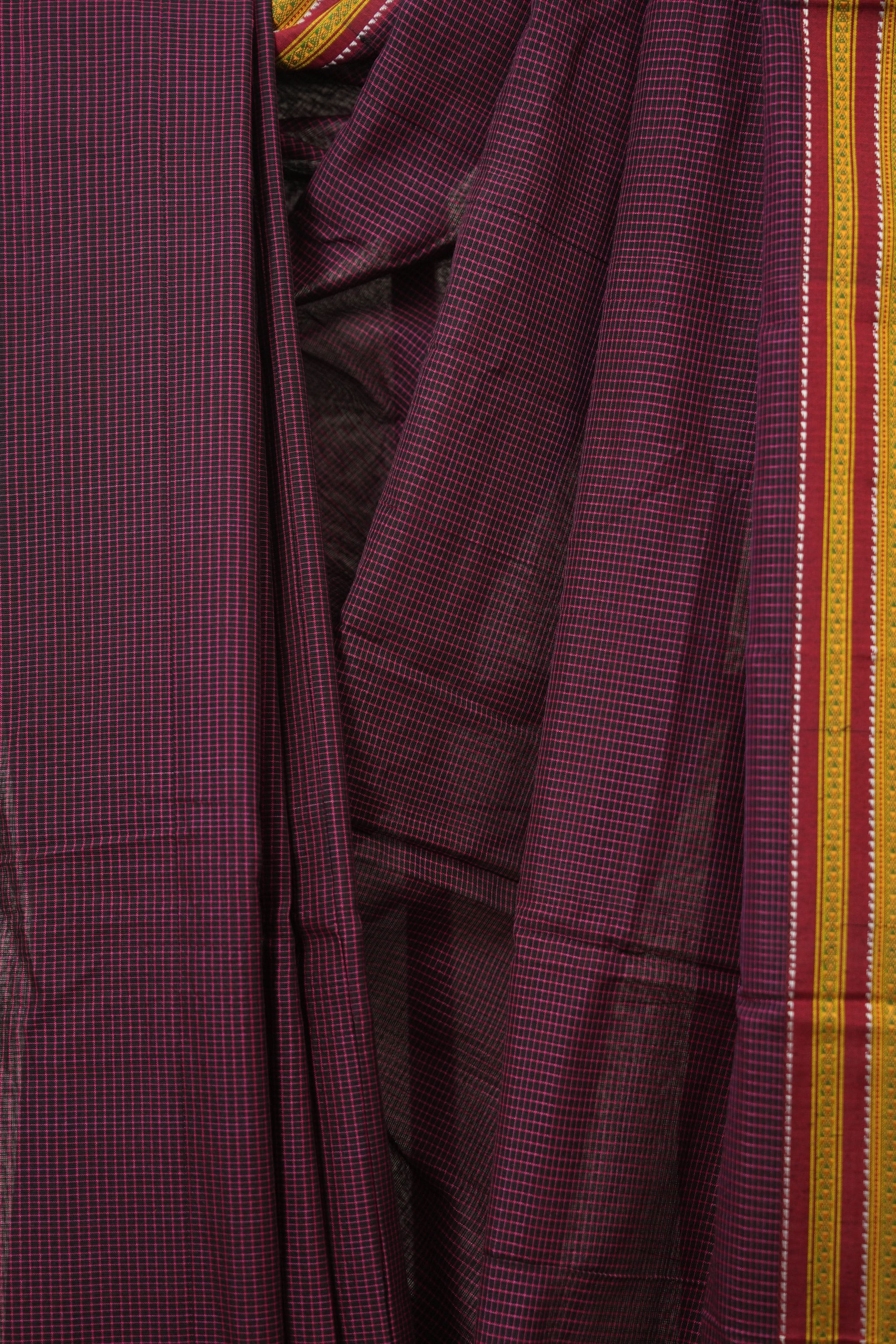 Pink Black Mixed Cotton Ilkal Saree - SRPBMCIS940