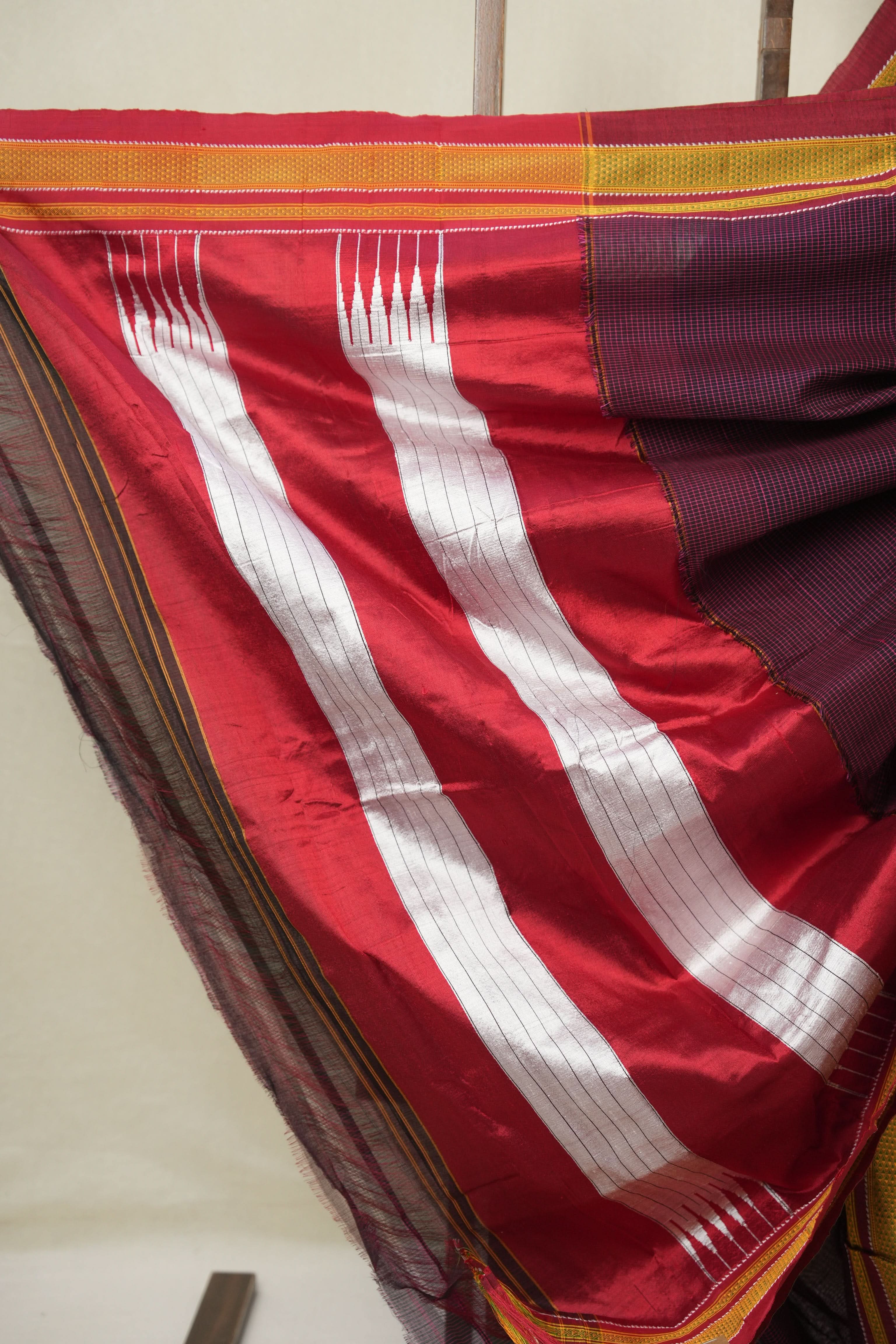 Pink Black Mixed Cotton Ilkal Saree - SRPBMCIS940