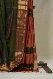 Two Tone Green Maheshwari Saree - SRTTGMS1012