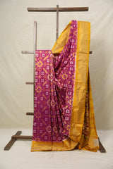 Maroon Yellow Pochampalli Silk Ikat Saree - SRMYPSIS268