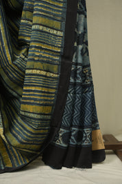 Olive Blue HBP Modal Silk Saree - SROBMSS658
