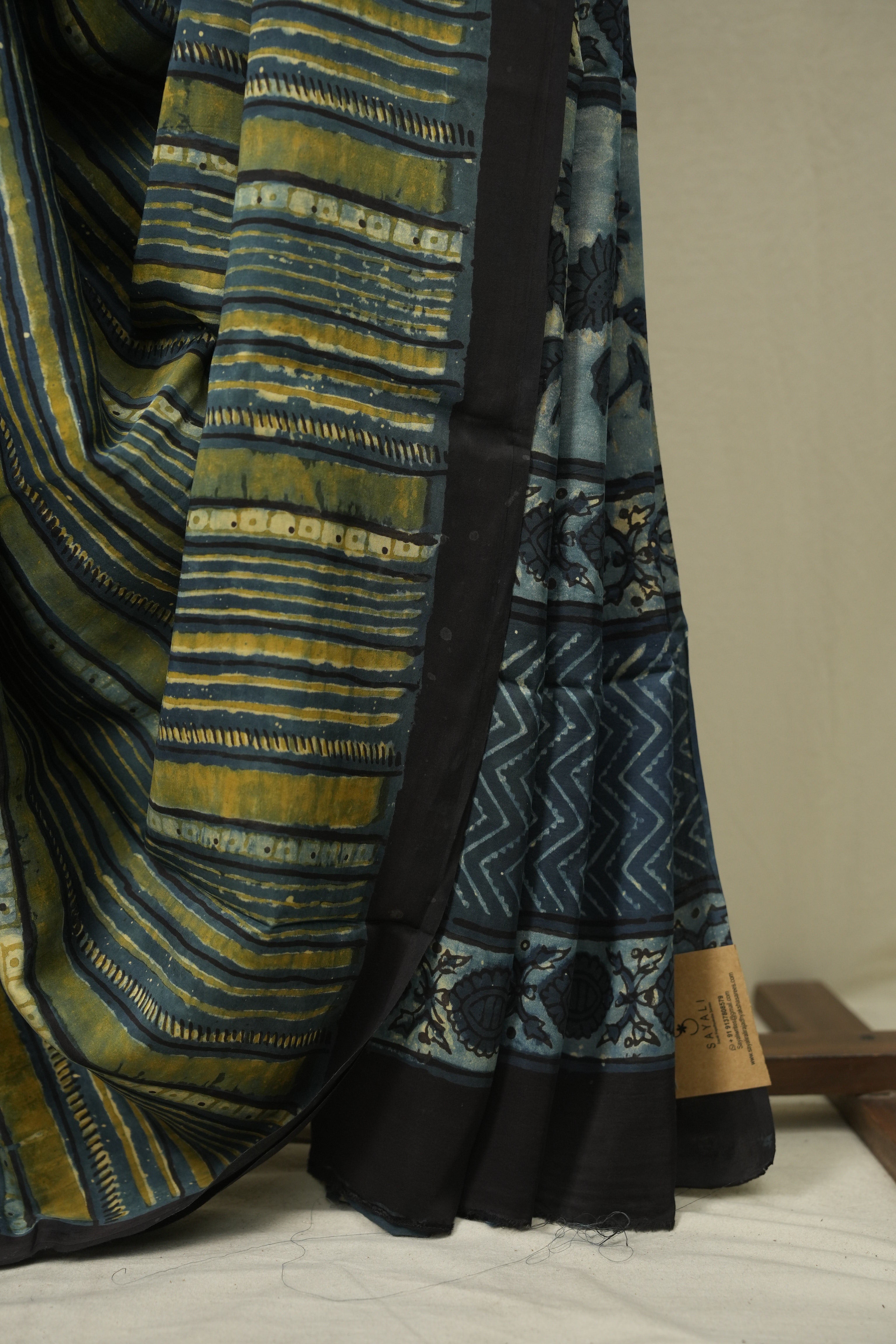 Olive Blue HBP Modal Silk Saree - SROBMSS658