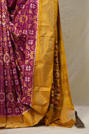 Maroon Yellow Pochampalli Silk Ikat Saree - SRMYPSIS268