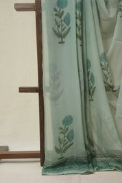 Mint Green HBP Chiffon Saree - SRMGHCS44