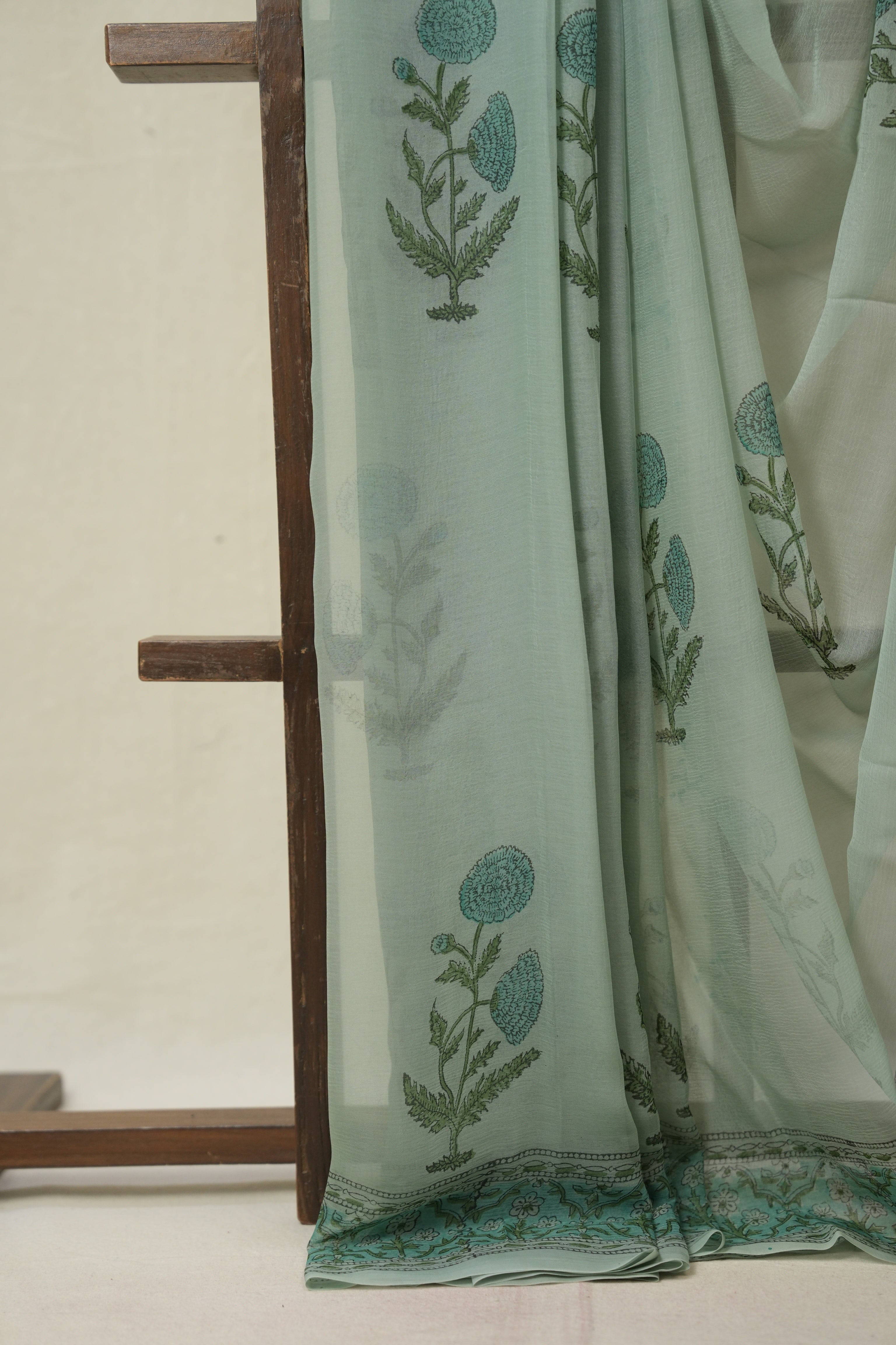 Mint Green HBP Chiffon Saree - SRMGHCS44