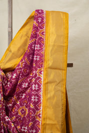 Maroon Yellow Pochampalli Silk Ikat Saree - SRMYPSIS268