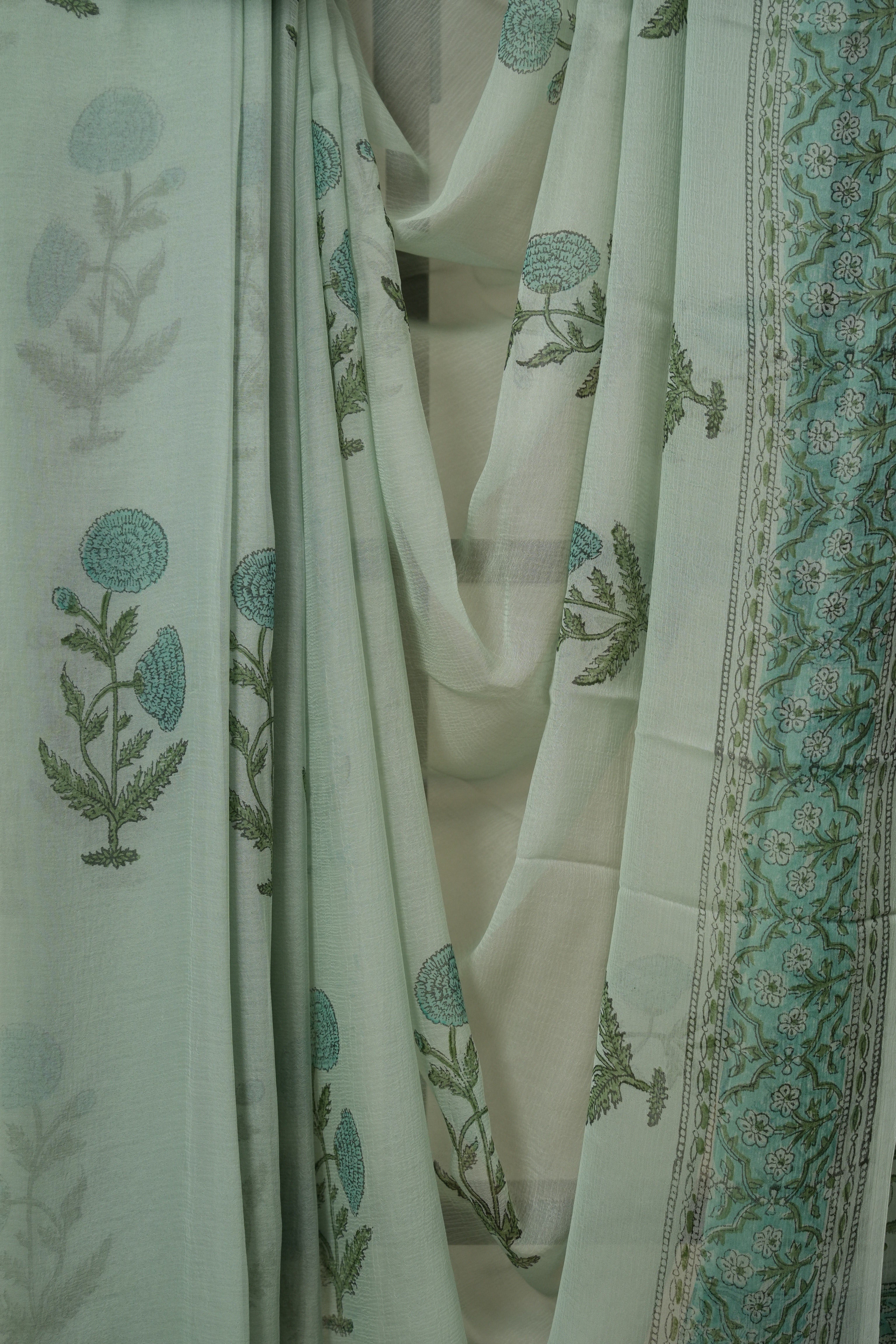 Mint Green HBP Chiffon Saree - SRMGHCS44