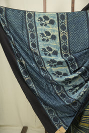 Olive Blue HBP Modal Silk Saree - SROBMSS658