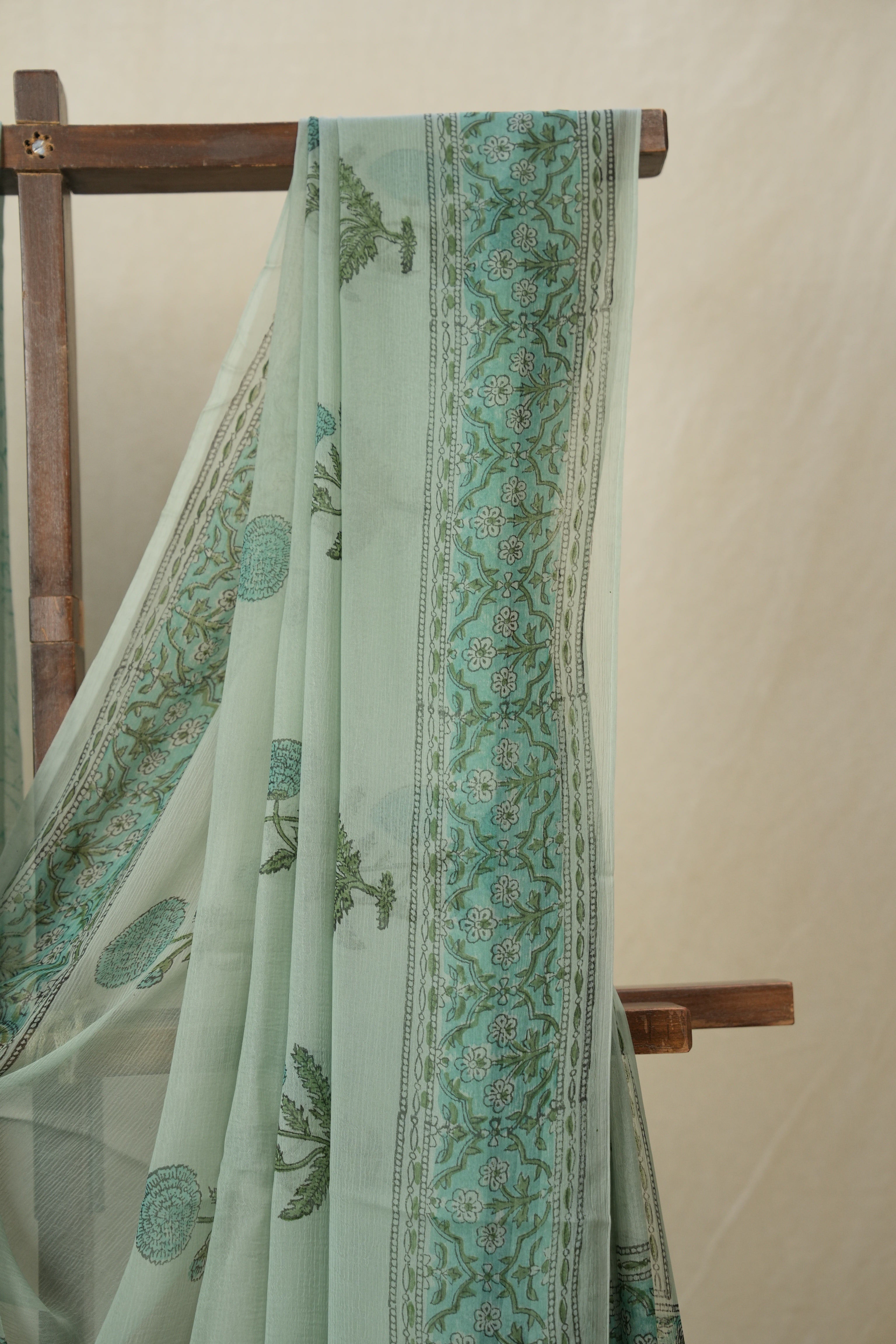 Mint Green HBP Chiffon Saree - SRMGHCS44
