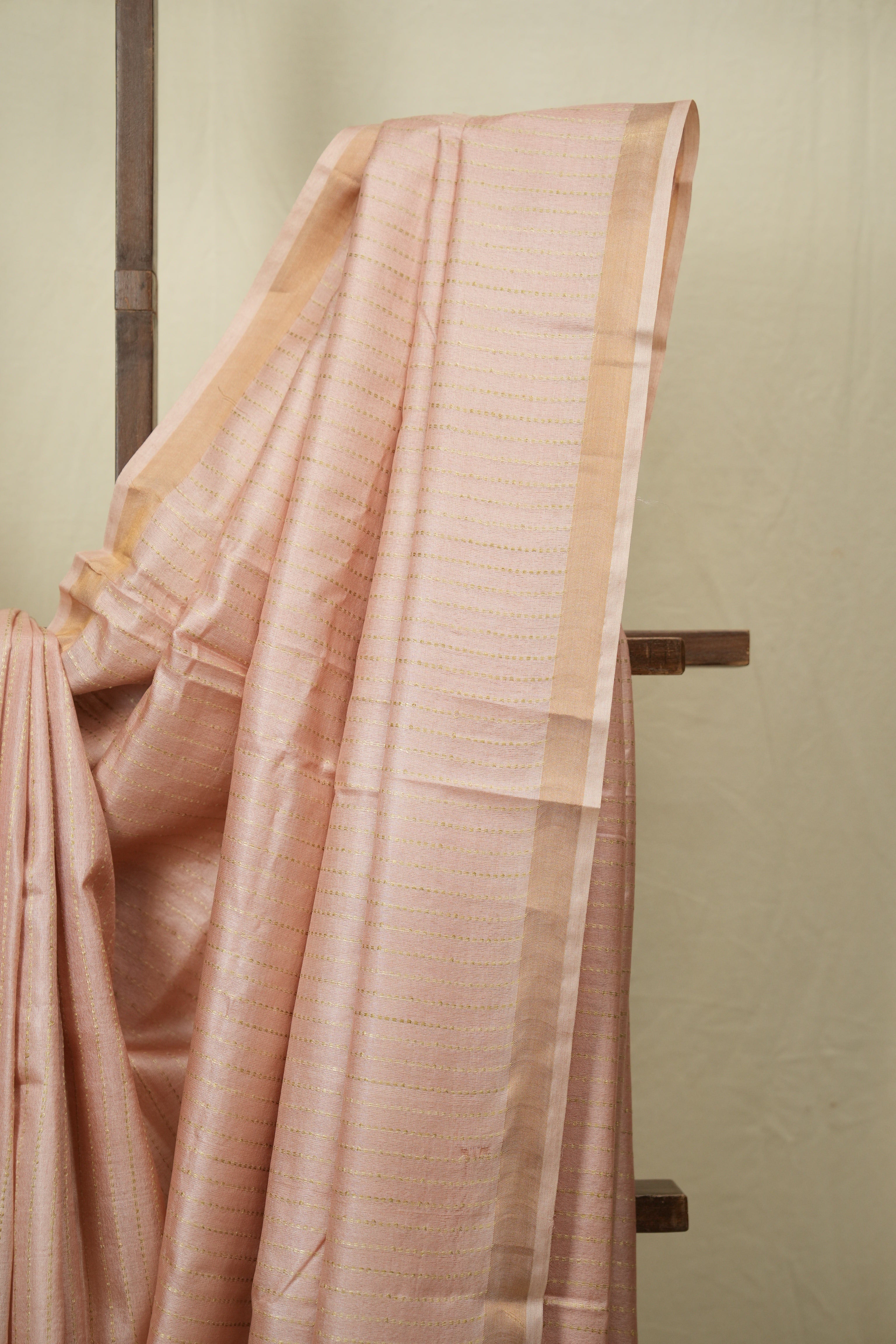 Peach Tussar Silk Saree - SRPTSS1886
