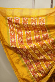 Maroon Yellow Pochampalli Silk Ikat Saree - SRMYPSIS268