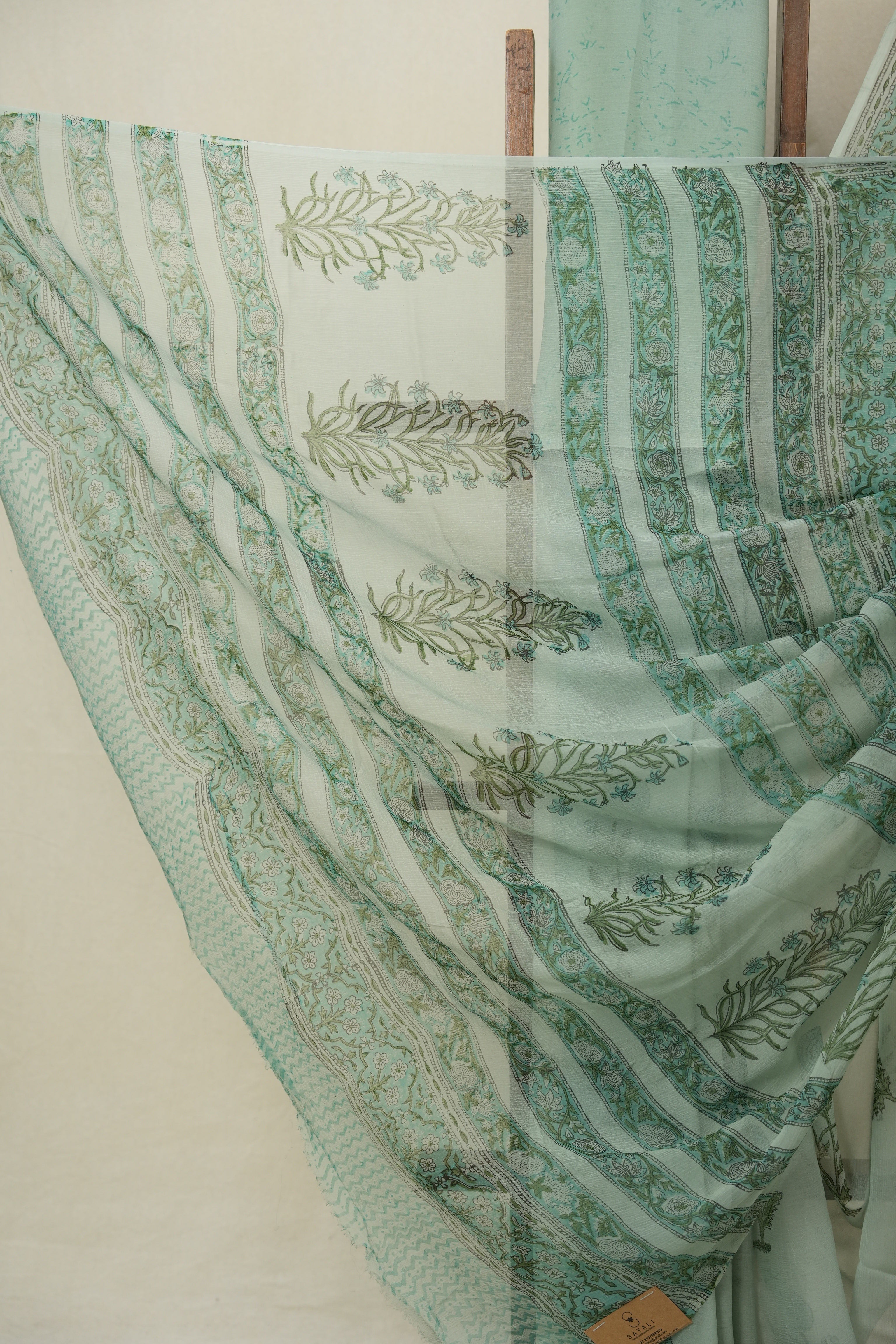 Mint Green HBP Chiffon Saree - SRMGHCS44