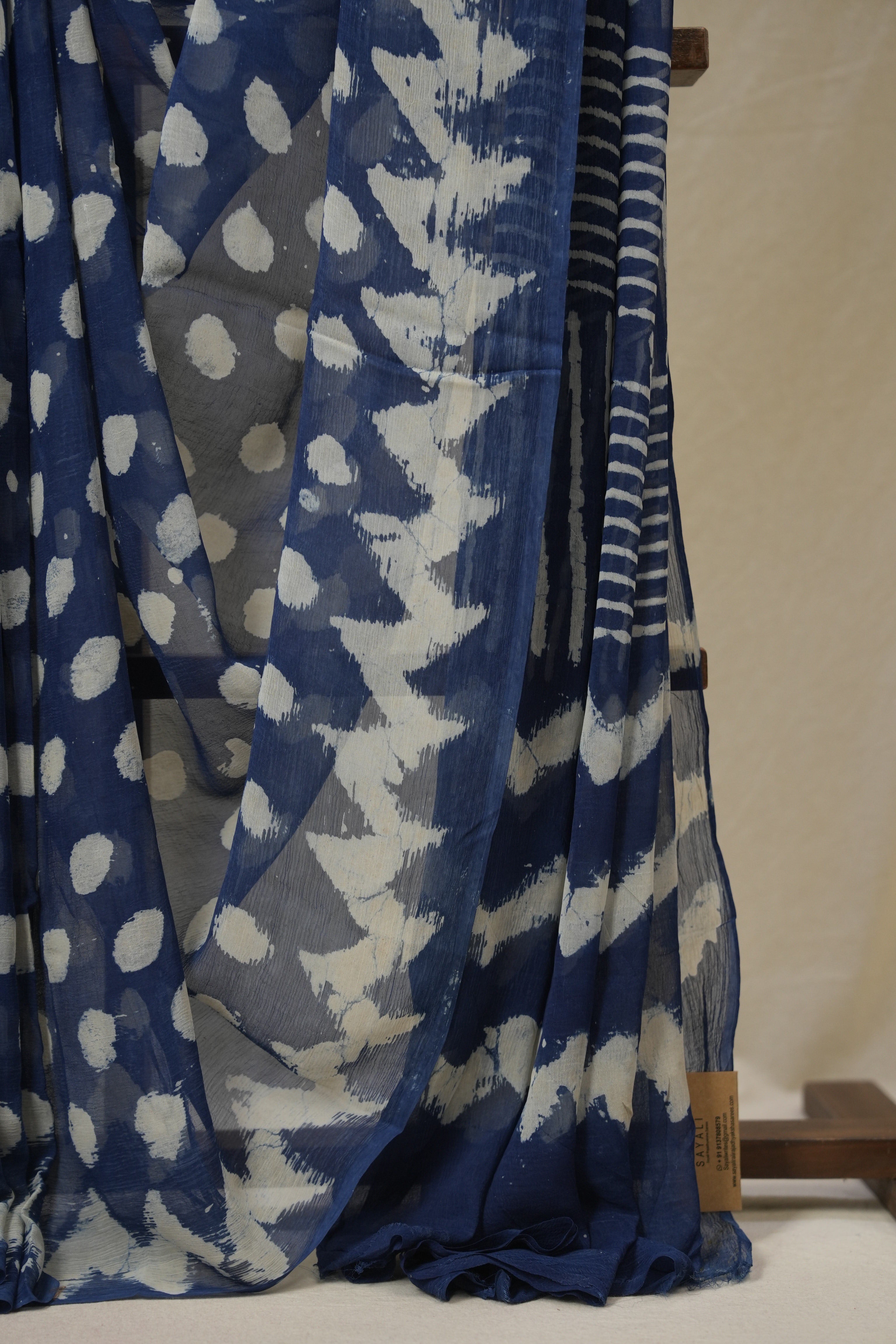 Indigo Blue HBP Chiffon Saree - SRIBHCS45