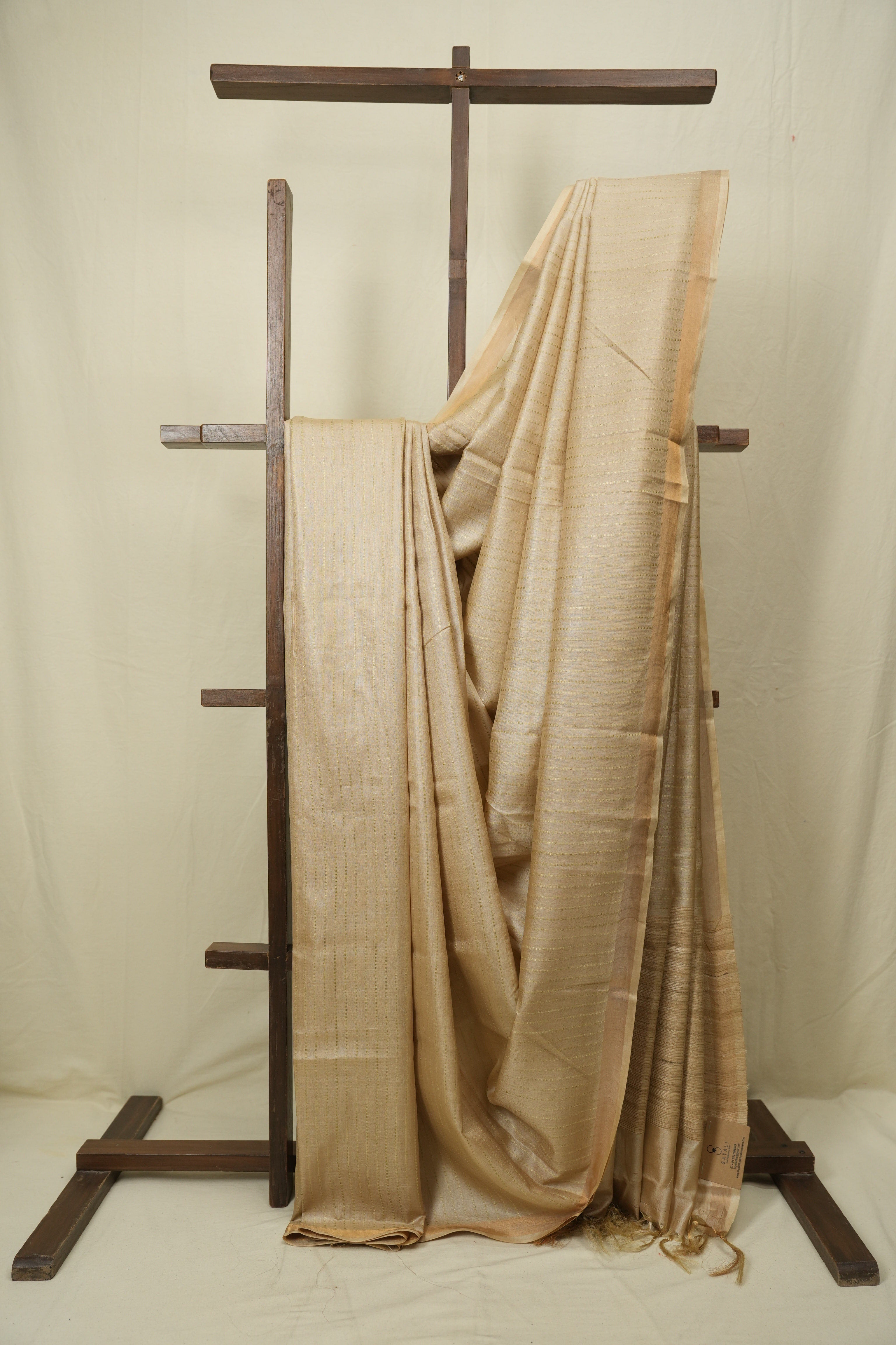 Cream Tussar Silk Saree - SRCTSS1887
