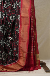Red Grey Pochampalli Silk Ikat Saree - SRRGPSIS267