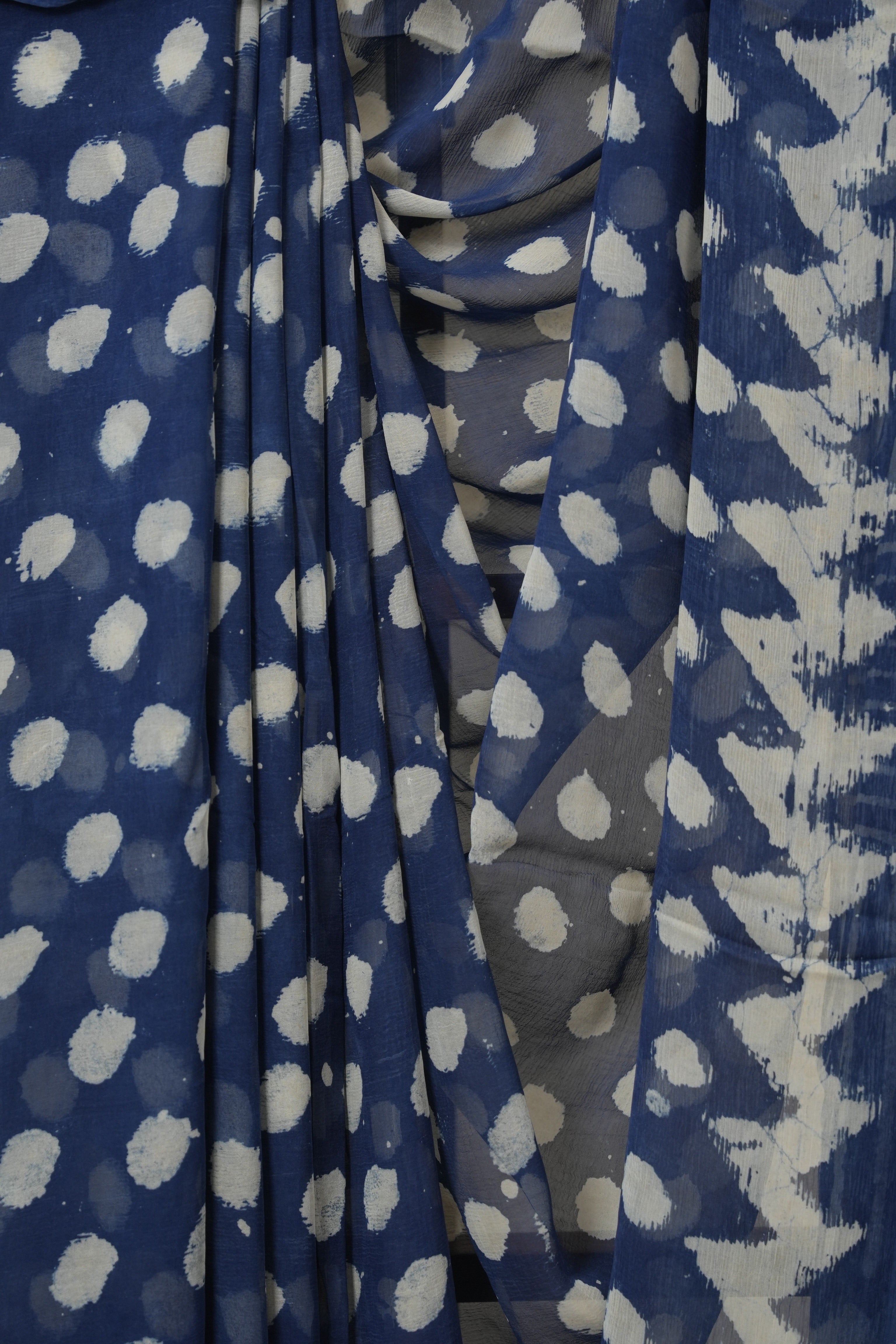 Indigo Blue HBP Chiffon Saree - SRIBHCS45