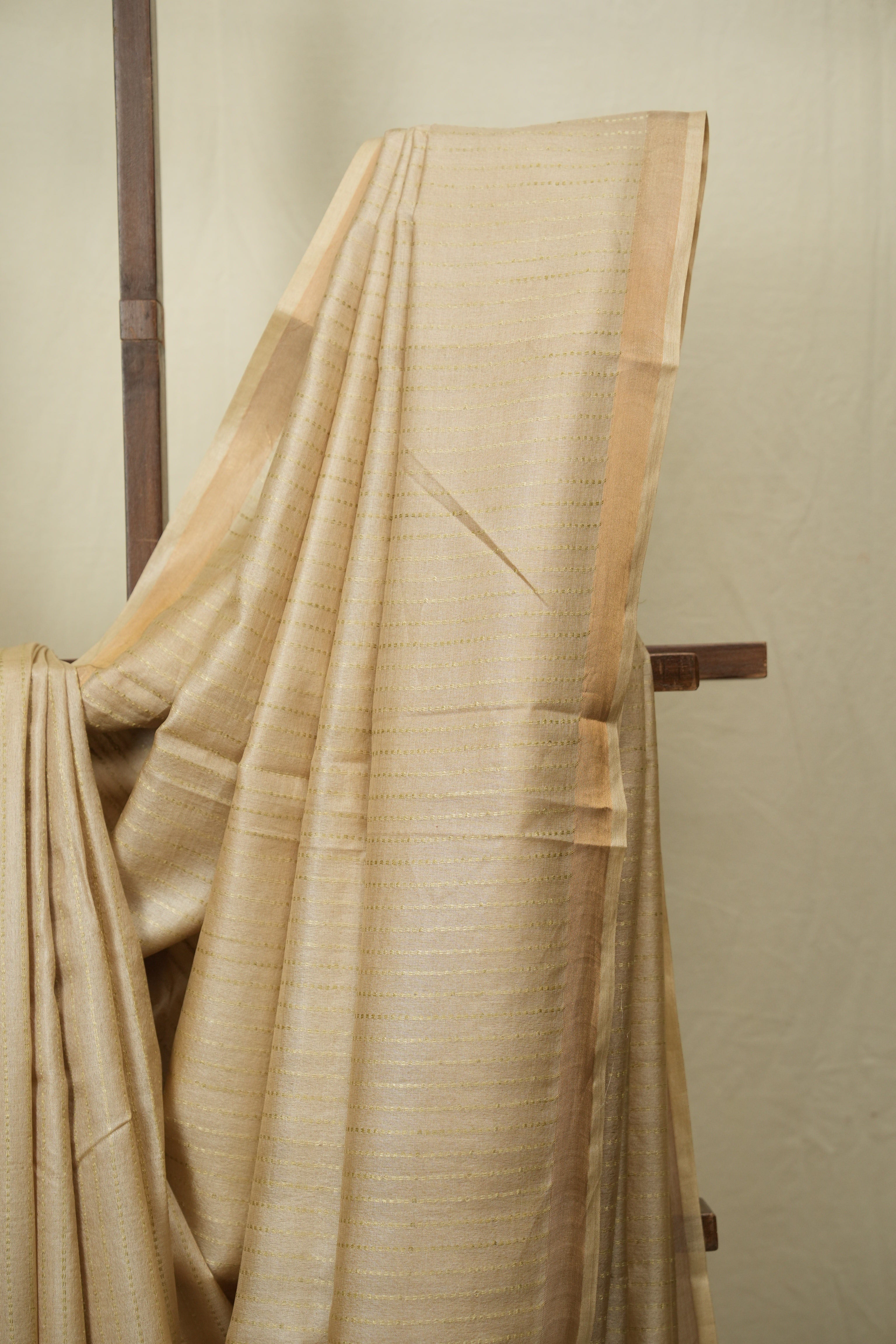 Cream Tussar Silk Saree - SRCTSS1887