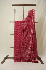 Cherry Red HBP Chiffon Saree - SRCRHCS37