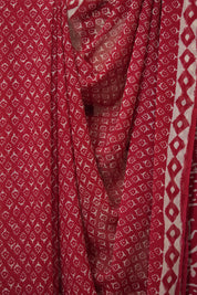 Cherry Red HBP Chiffon Saree - SRCRHCS37