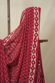 Cherry Red HBP Chiffon Saree - SRCRHCS37
