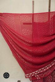 Cherry Red HBP Chiffon Saree - SRCRHCS37