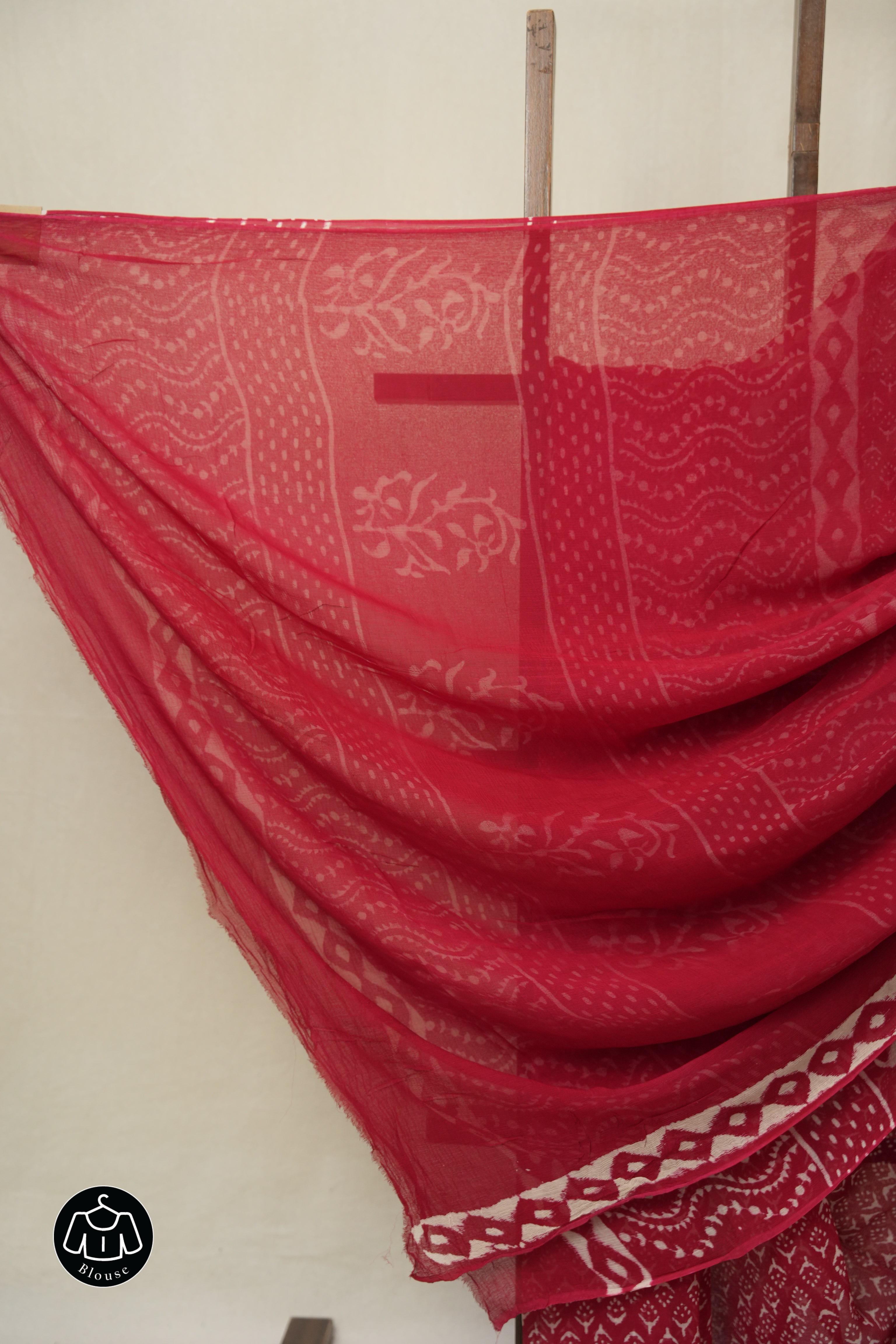 Cherry Red HBP Chiffon Saree - SRCRHCS37