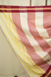 Yellow Plain Cotton Patteda Anchu Saree - SRYPAS360
