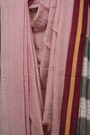 Pink Plain Cotton Patteda Anchu Saree - SRPPAS359
