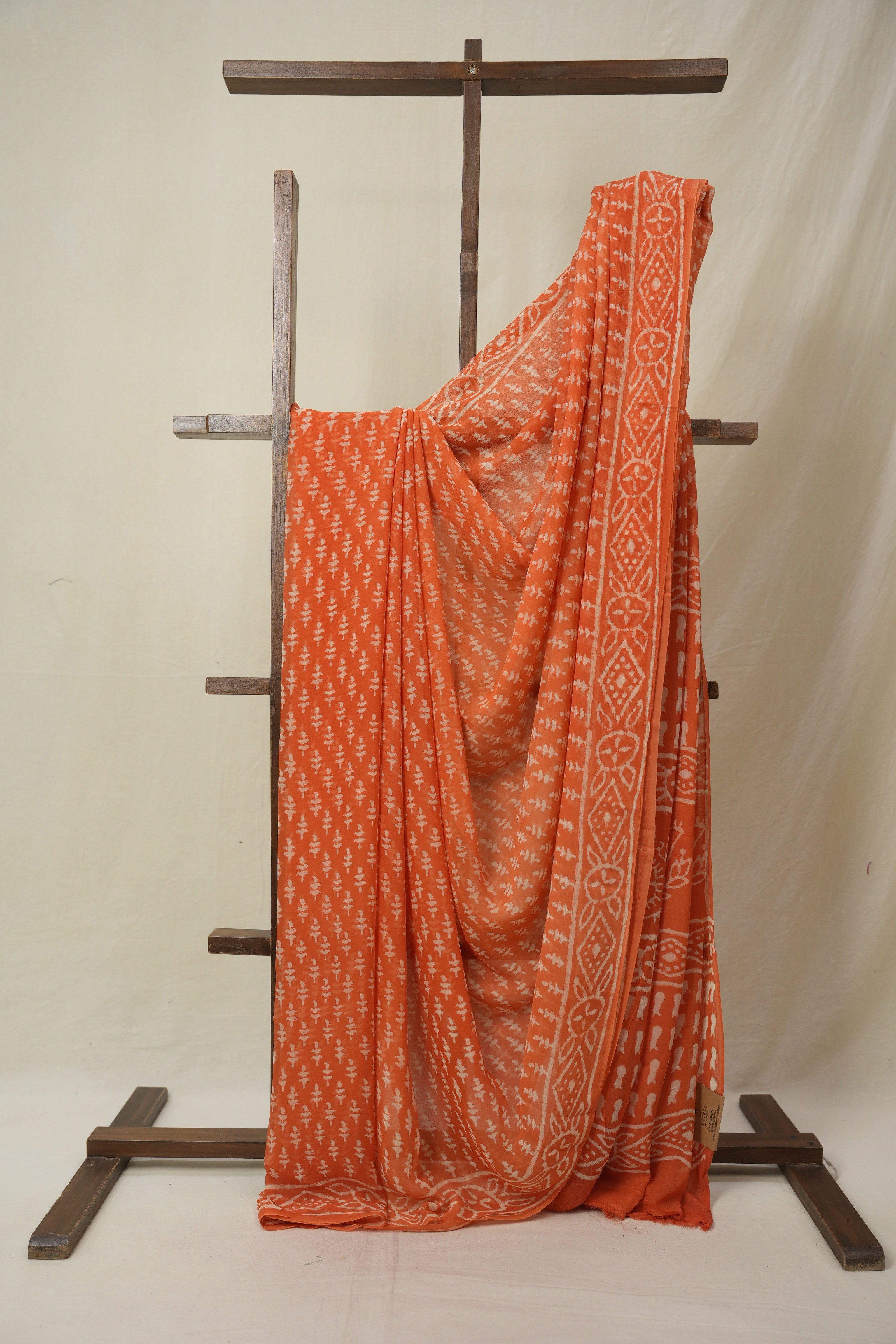 Candy Orange HBP Chiffon Saree - SRCOHCS36
