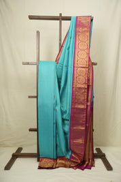 Turquoise Blue Kanjivaram Silk Saree - SRTBKSS1079