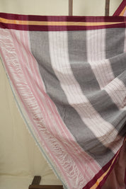Pink Plain Cotton Patteda Anchu Saree - SRPPAS359
