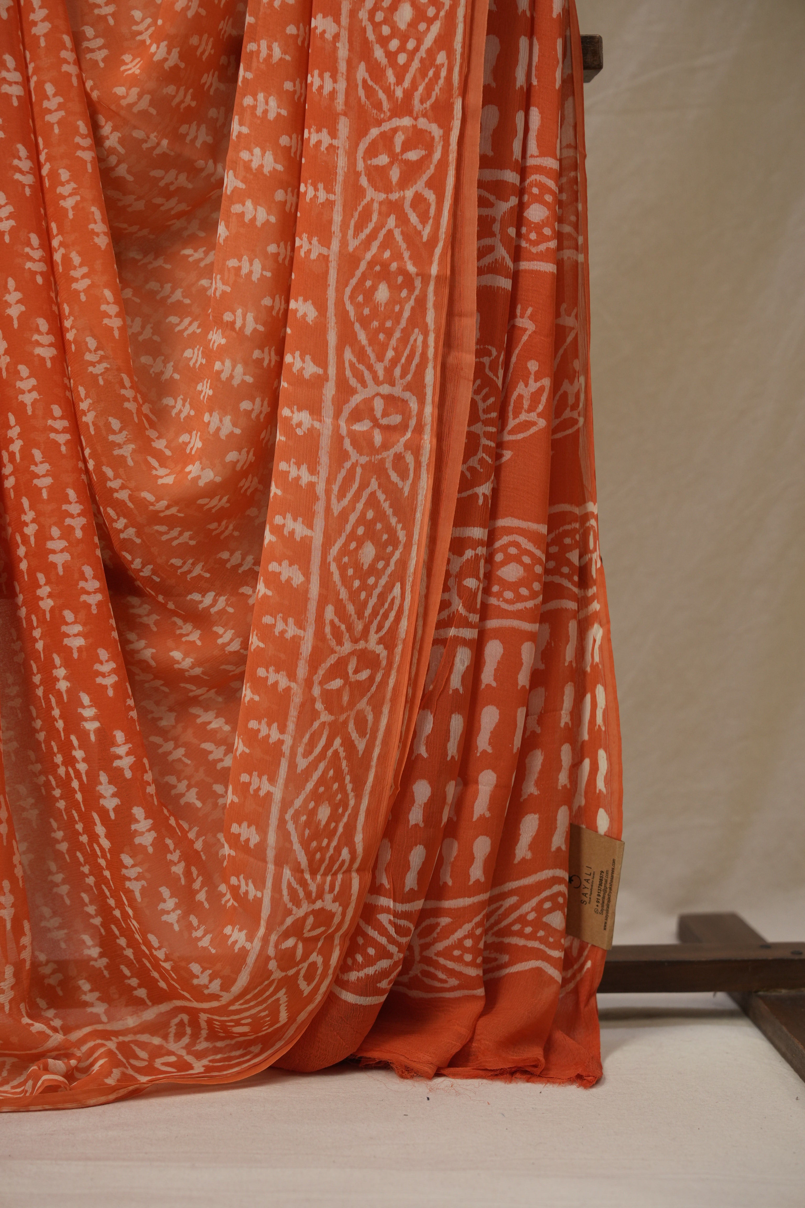 Candy Orange HBP Chiffon Saree - SRCOHCS36