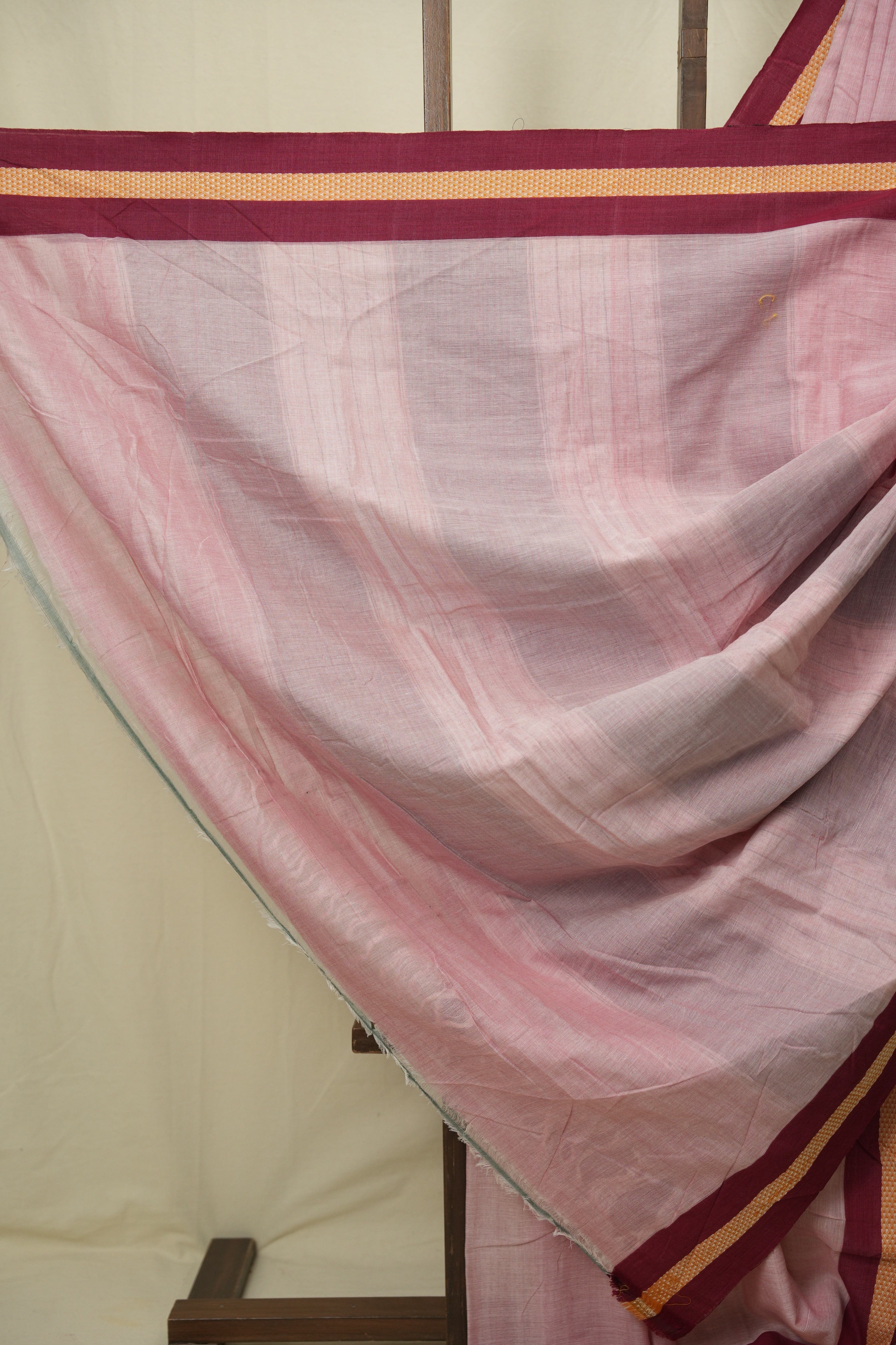 Pink Plain Cotton Patteda Anchu Saree - SRPPAS359