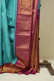 Turquoise Blue Kanjivaram Silk Saree - SRTBKSS1079